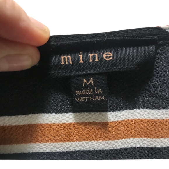 MINE Striped Long Sleeve Wrap Dress | Black Rust White Belted Midi - Picture 6 of 14